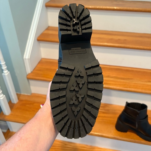 Sincerely Jules Black Faux Leather Moto Combat Boots with Side Zip 8.5M - Picture 7 of 9